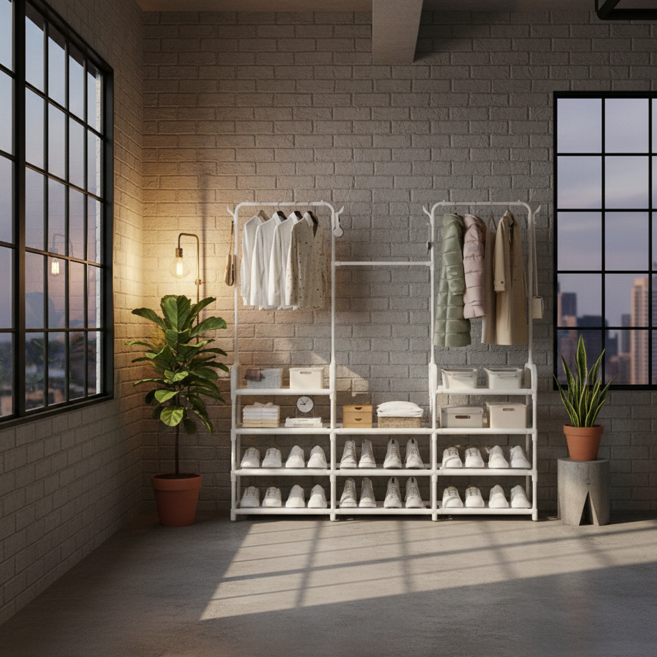 Scarpiera da ingresso con appendiabiti