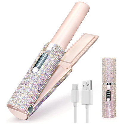 Piastra capelli ricaricabile con glitter